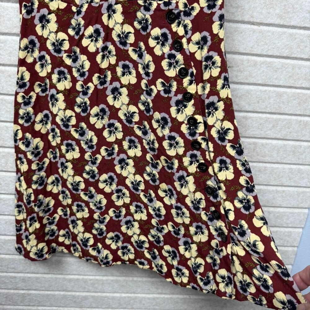 Madewell Floral Wrap Dress Short Sleeve Red Multicolor Size 0 - Picture 7 of 14
